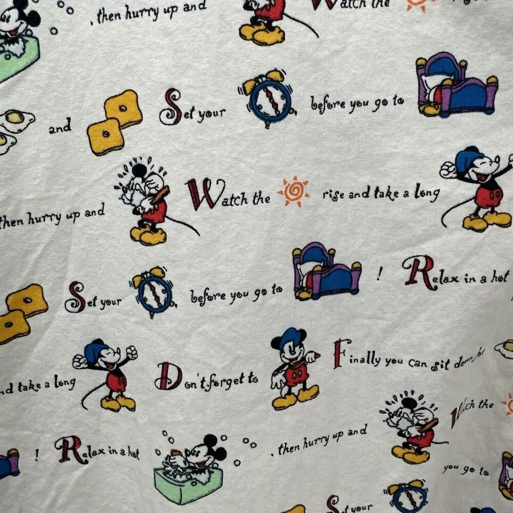 Walt Disney‎ Pajama Shirt Womens Large Mickey Mouse Button Up Top Cotton Vintage - Picture 4 of 7